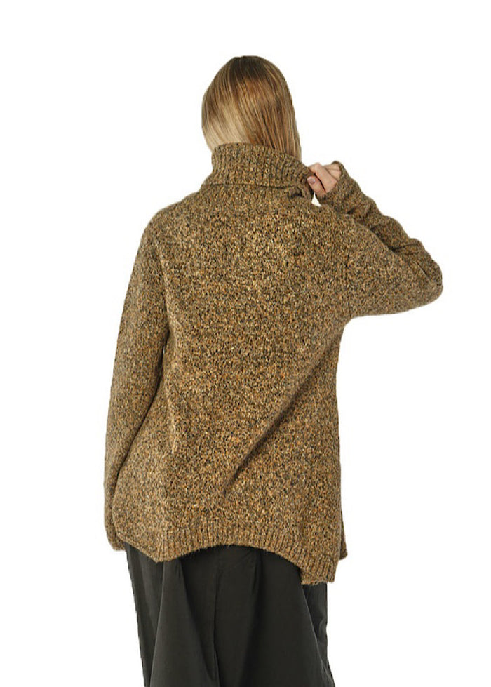 ASYMMETRIC MÉLANGE KNITTED PULLOVER