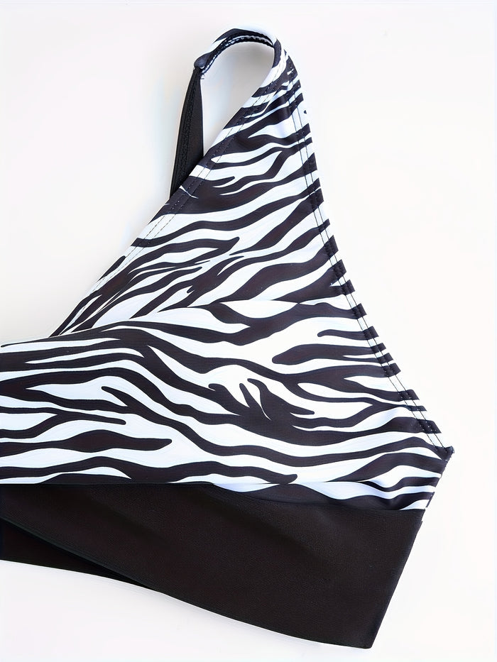 Bikini Set for Women Two Piece Swimsuit Print Sexy High Waisted Swimwear V Neck Cheeky Bathing Suit