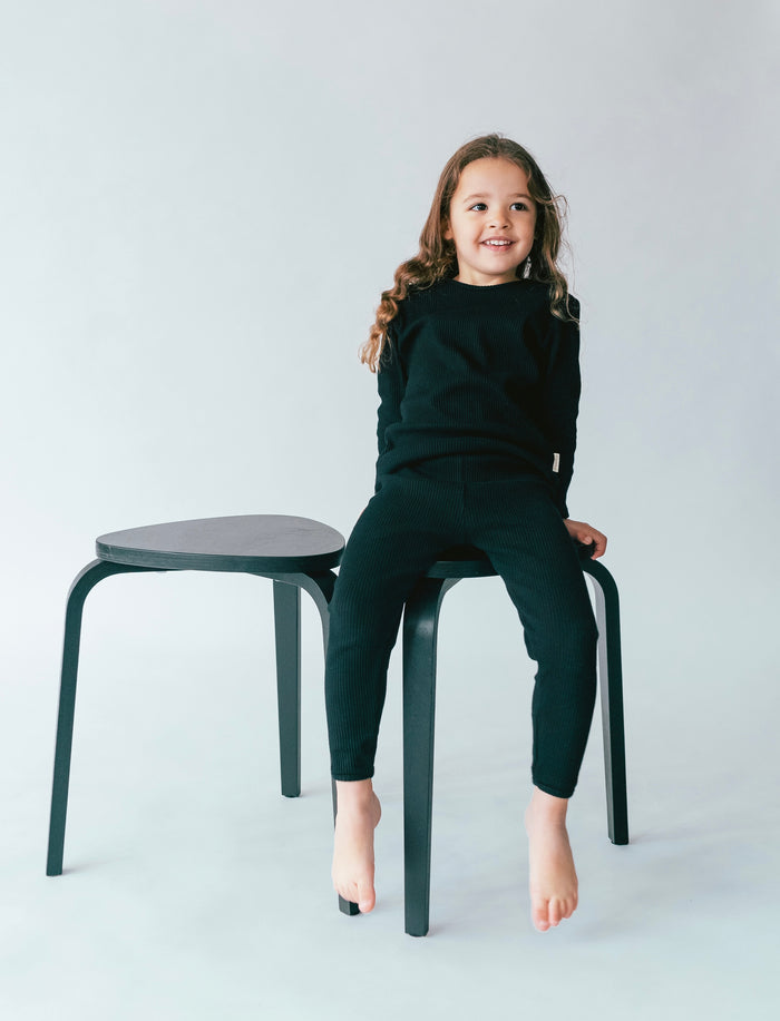 Black Ribbed Tracksuit
