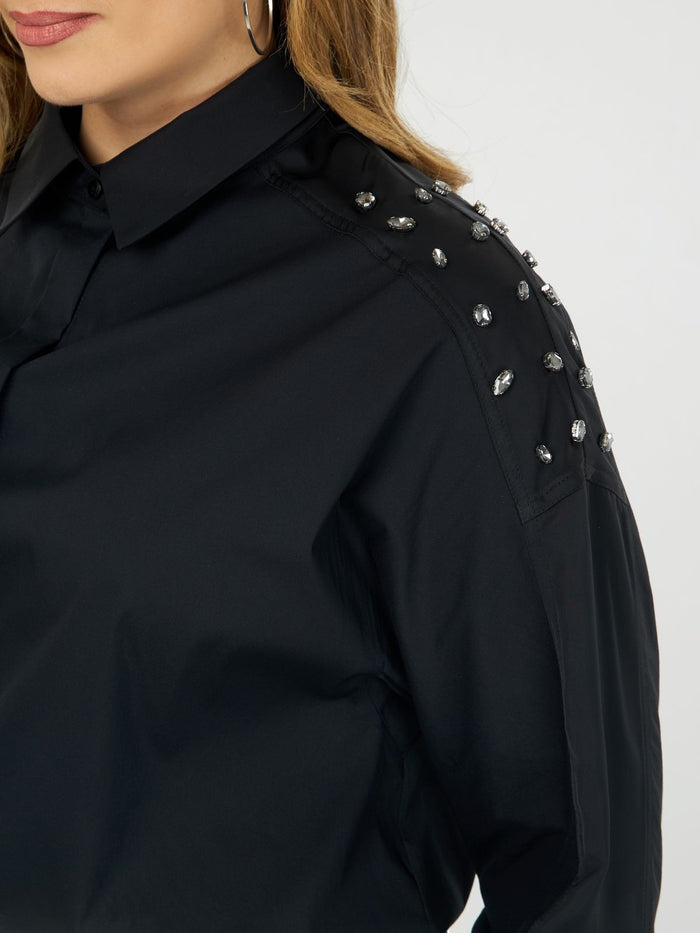 Black shirt with sparkling stones - MAT