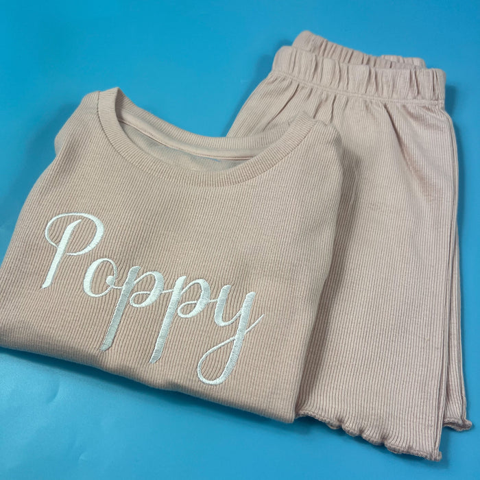 Blush ribbed Short set