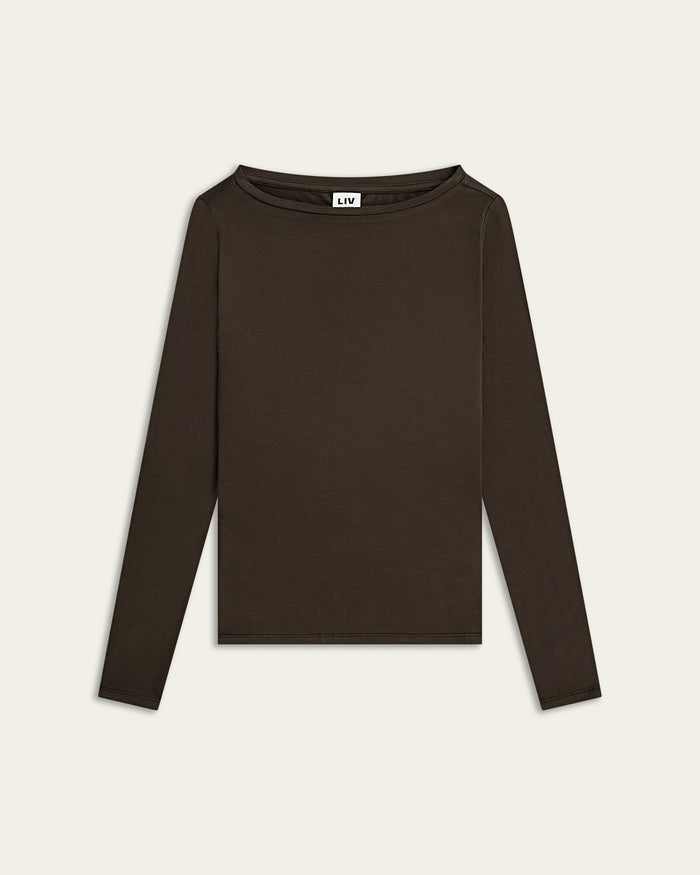 Boatneck Knit - Dark Brown