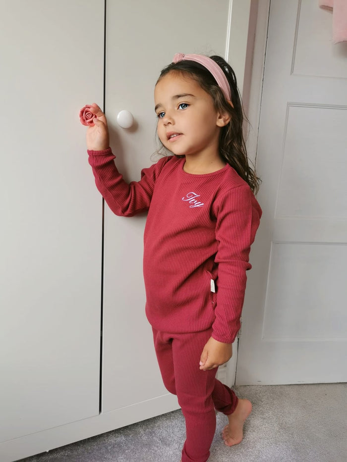 Burgundy Ribbed Tracksuit