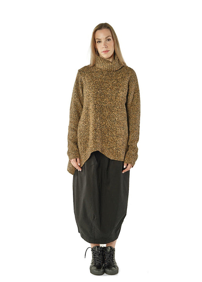 CL FUNNEL NECK MELANGE KNIT PULLOVER