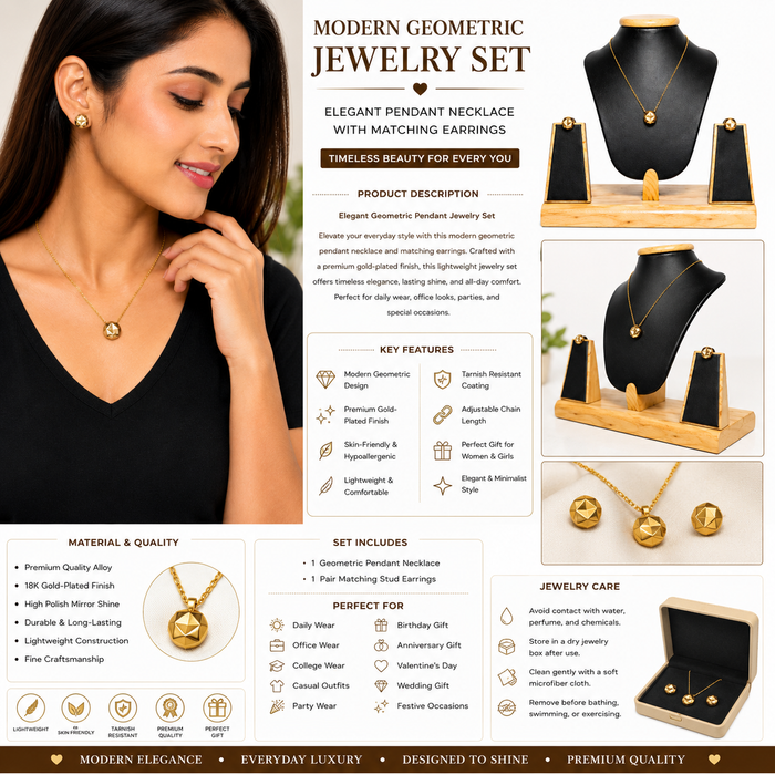 Elegant Geometric Pendant Jewelry Set