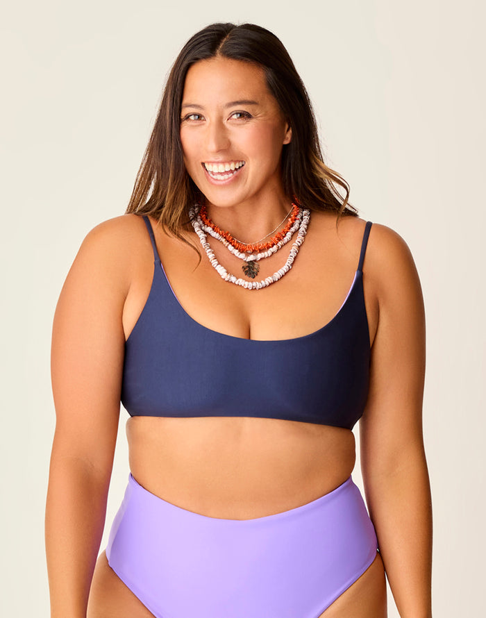 Escondido Compression Reversible Top: Navy/Aster - FINAL SALE