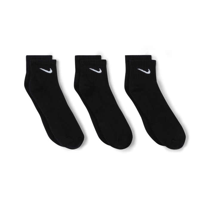 Everyday Cushioned Training Ankle Socks (3 Pairs) 'Black/White'