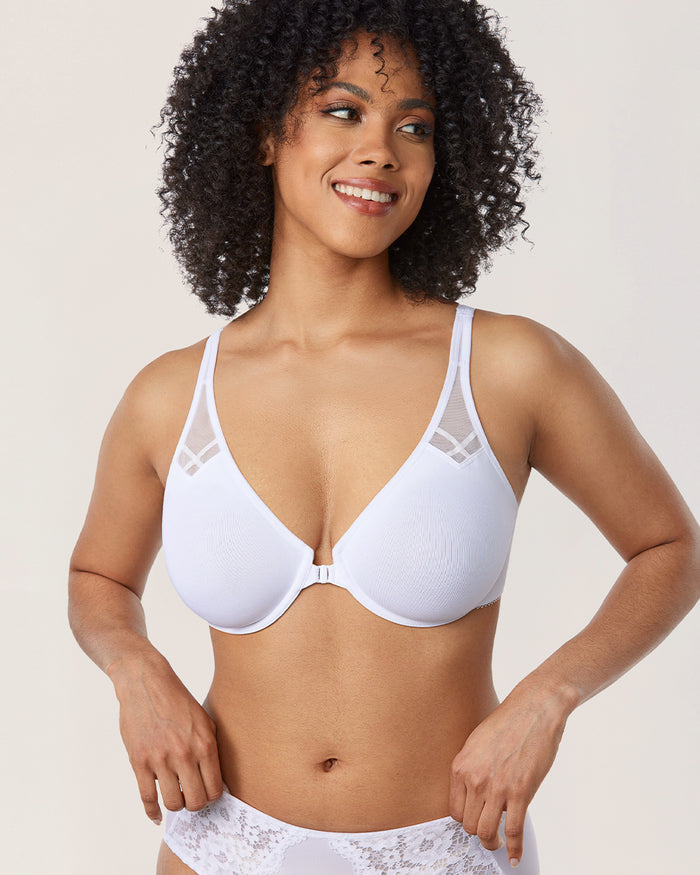 DELIMIRA Women's Front Closure Unlined Bra White