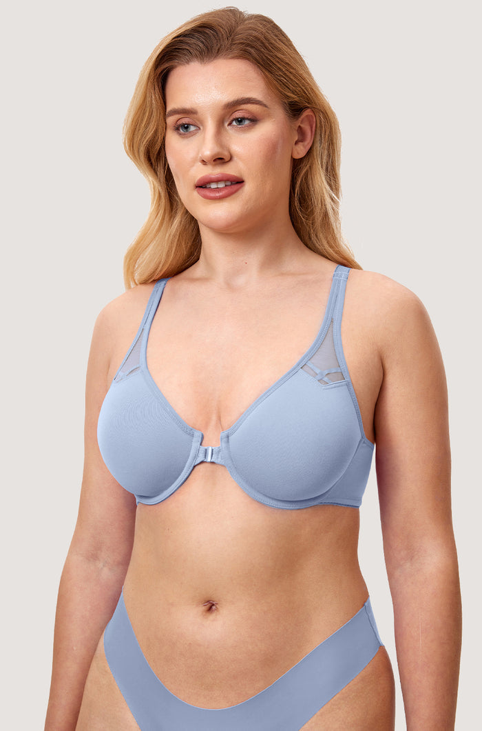 DELIMIRA Women's Front Closure Unlined Bra Moonlight Blue