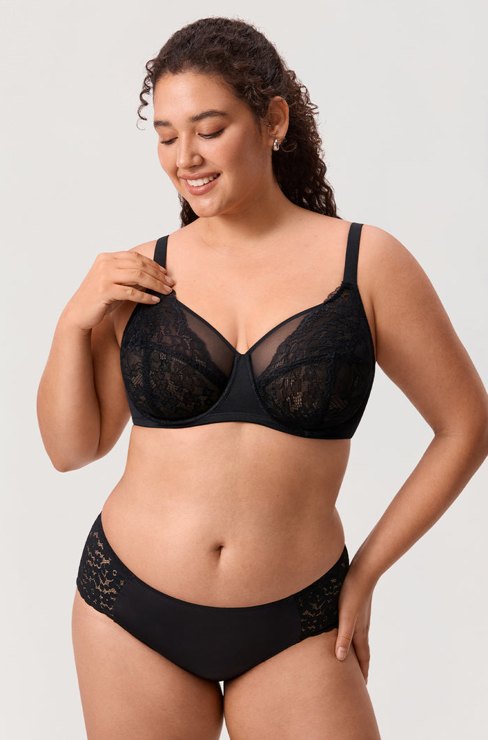 Full Coverage Sheer Mesh Lace Bra