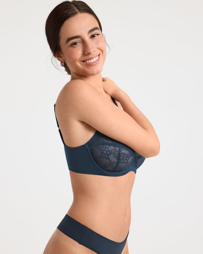 Full Coverage Underwire Mesh Lace Bra