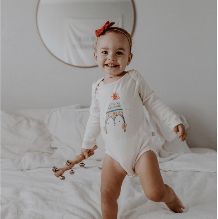 Baby graphic bodysuit | holiday penguin (long sleeve) finn + emma