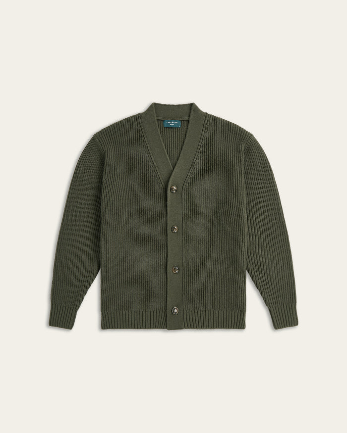 Heavy Seawool Cardigan Dark Olive