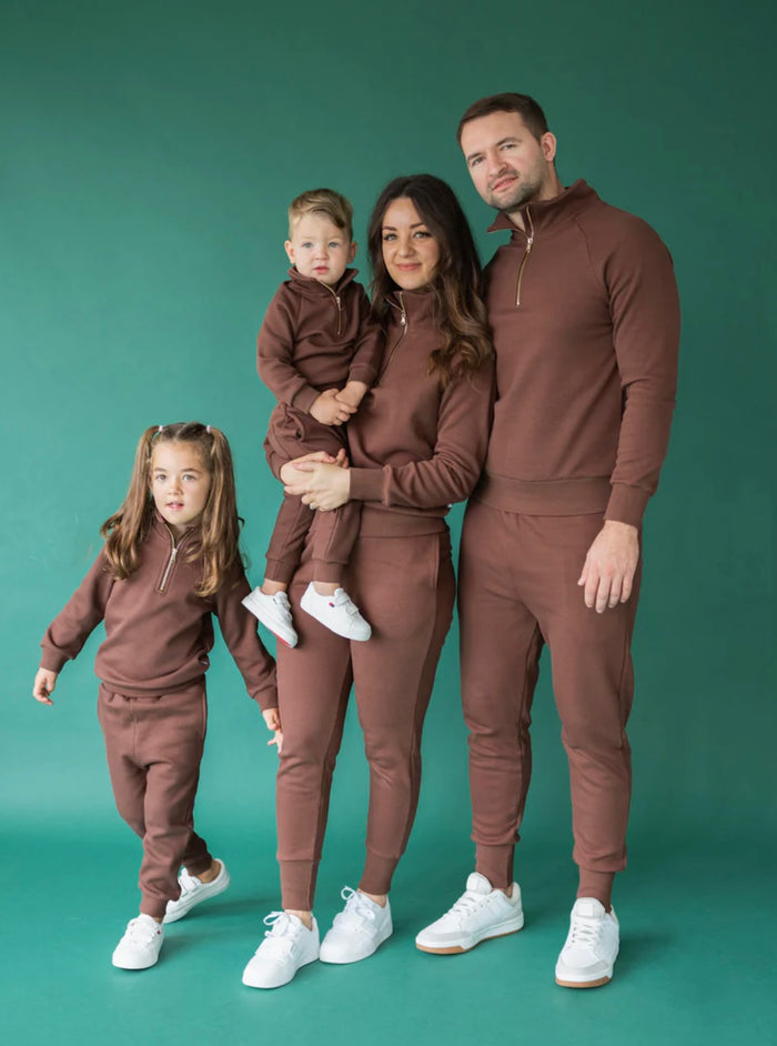 Adults Brown Ribbed Fleece lined set with personalised initial