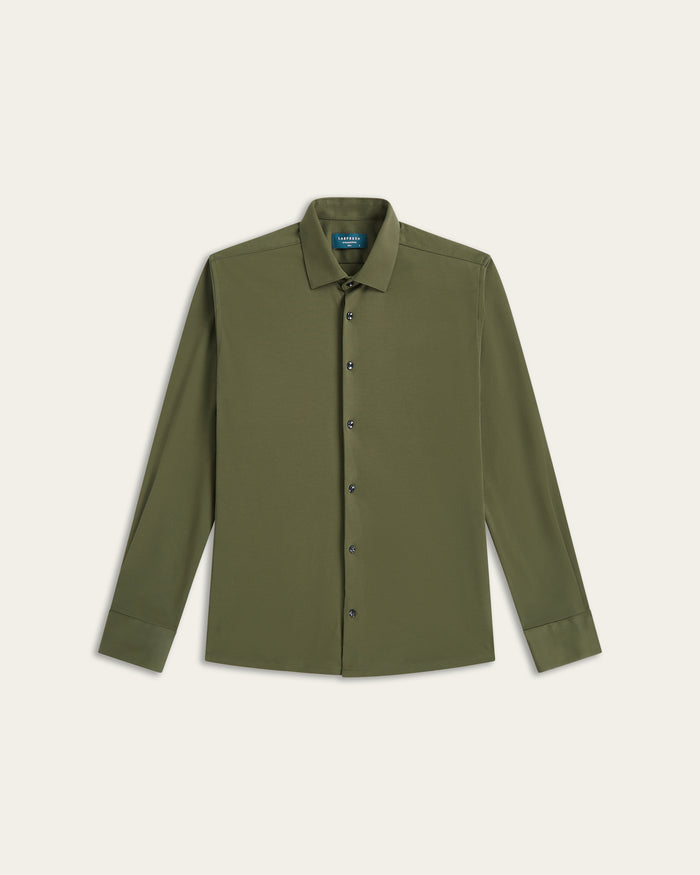 Knitted non-iron shirt Dark Olive