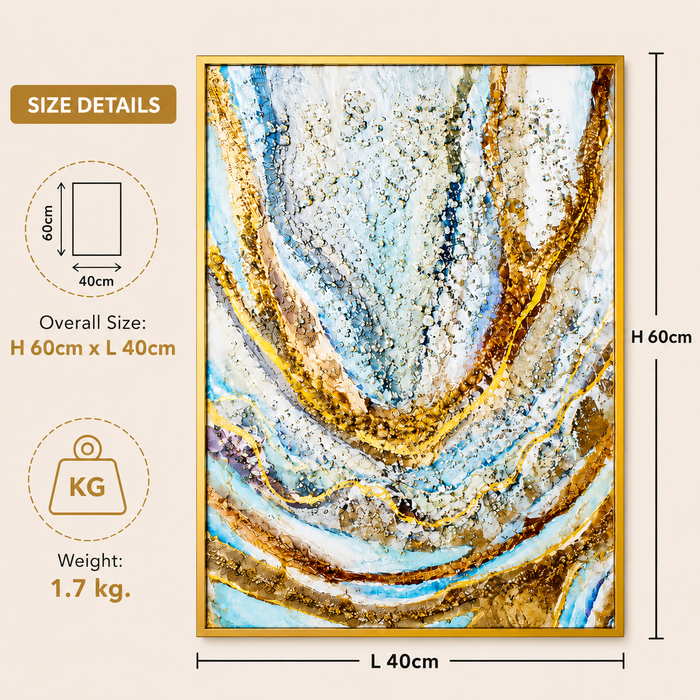 Large Blue Gold Resin Geode Wall Art – Blue, Grey ...