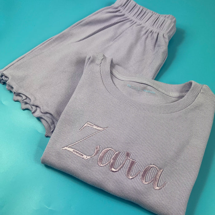 Lilac ribbed Short set