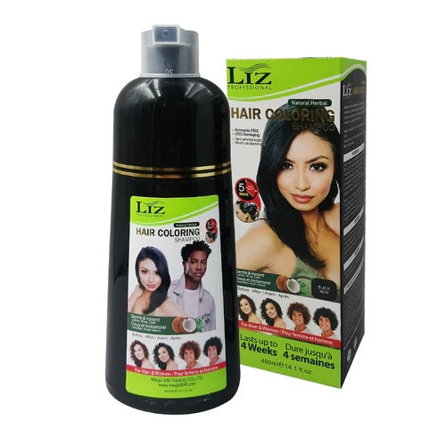 Liz Professional – Hair coloring shampoo black, 400 ml