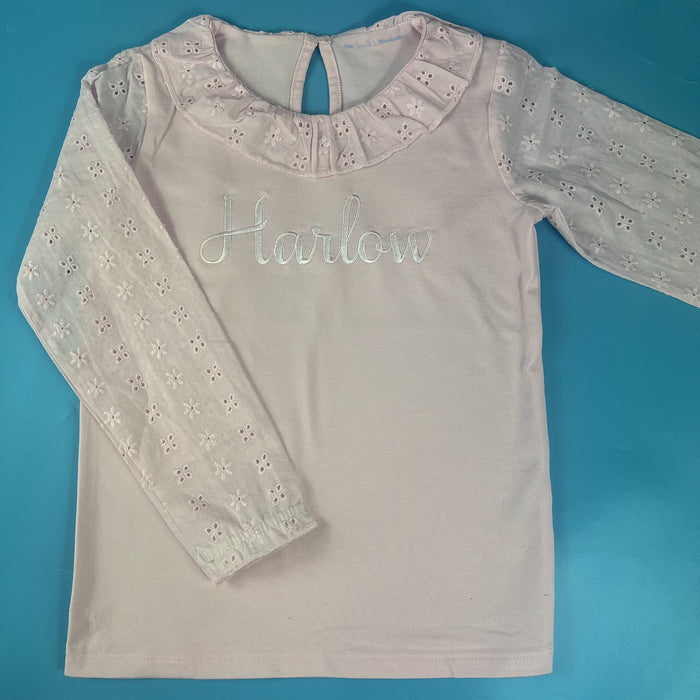 long sleeve top with frill neck