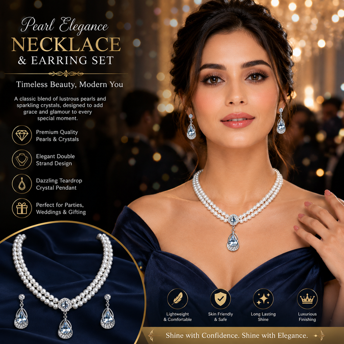 Luxury Pearl Necklace & Earrings Set