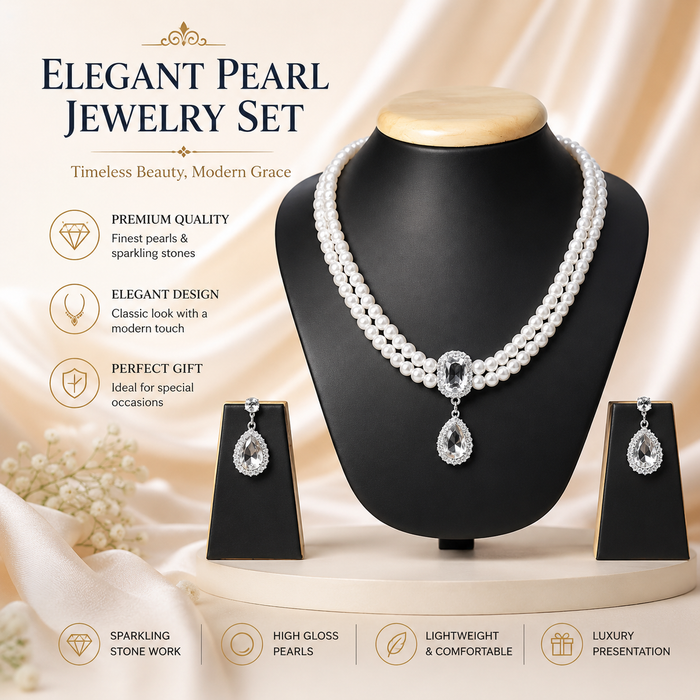 Luxury Pearl Necklace & Earrings Set