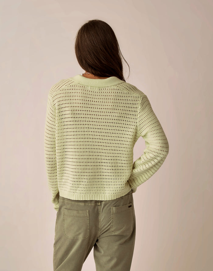 Morgan Polo Sweater: Honeydew