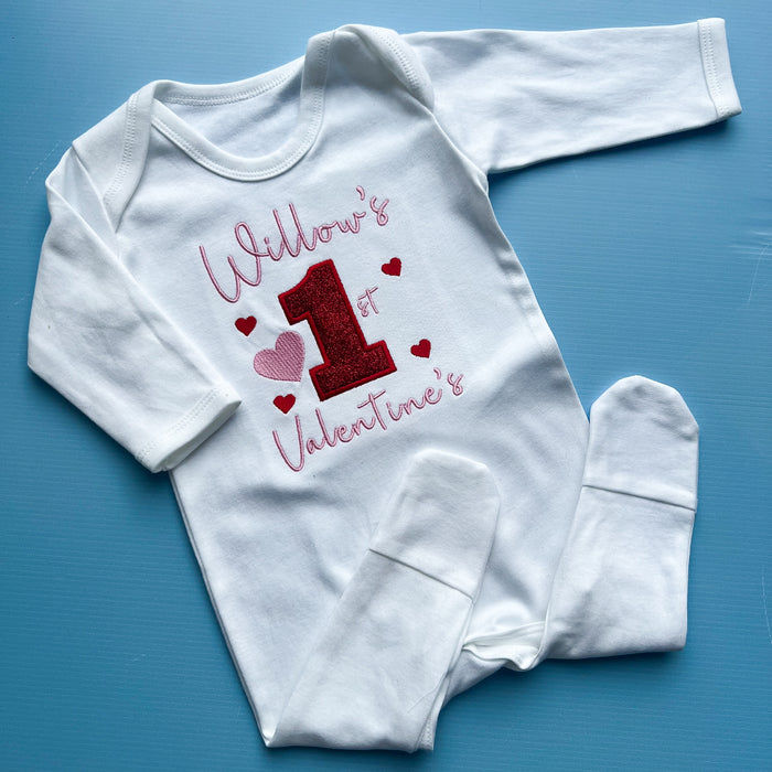 Willows 1st valentines baby romper