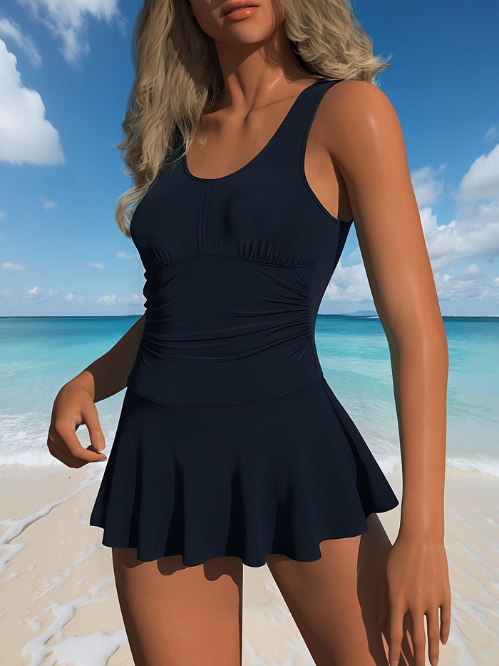 One Piece Swimdress Swimsuits for Women Tummy Control Swim Dresses Skirt Bathing Suit