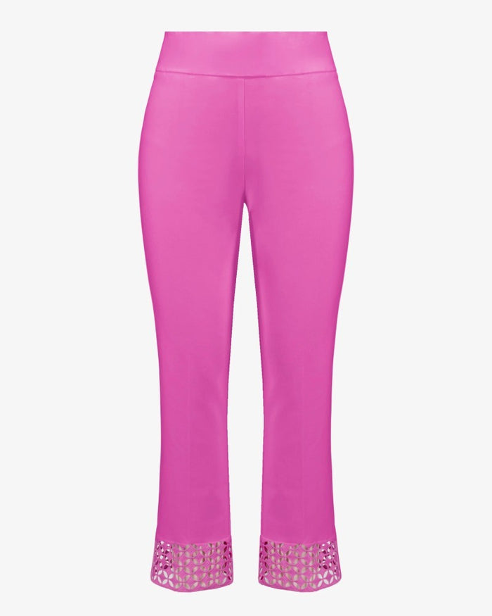 Pantalon court Millennium à enfiler avec détail en guipure rose sorbet – Joseph Ribkoff