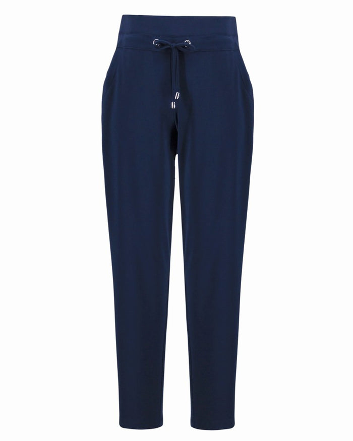 Pantalon jogger à enfiler en maille soyeuse avec cordon de serrage indigo - Joseph Ribkoff