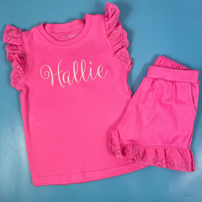 Pink frill Short set