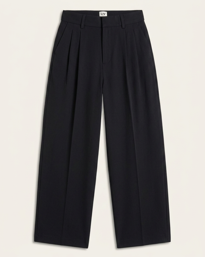 Pleated Signature Wide Pants - Black