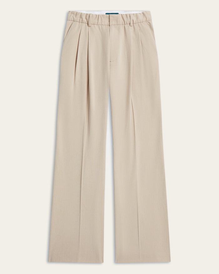 Pleated Signature wide pants - Sand