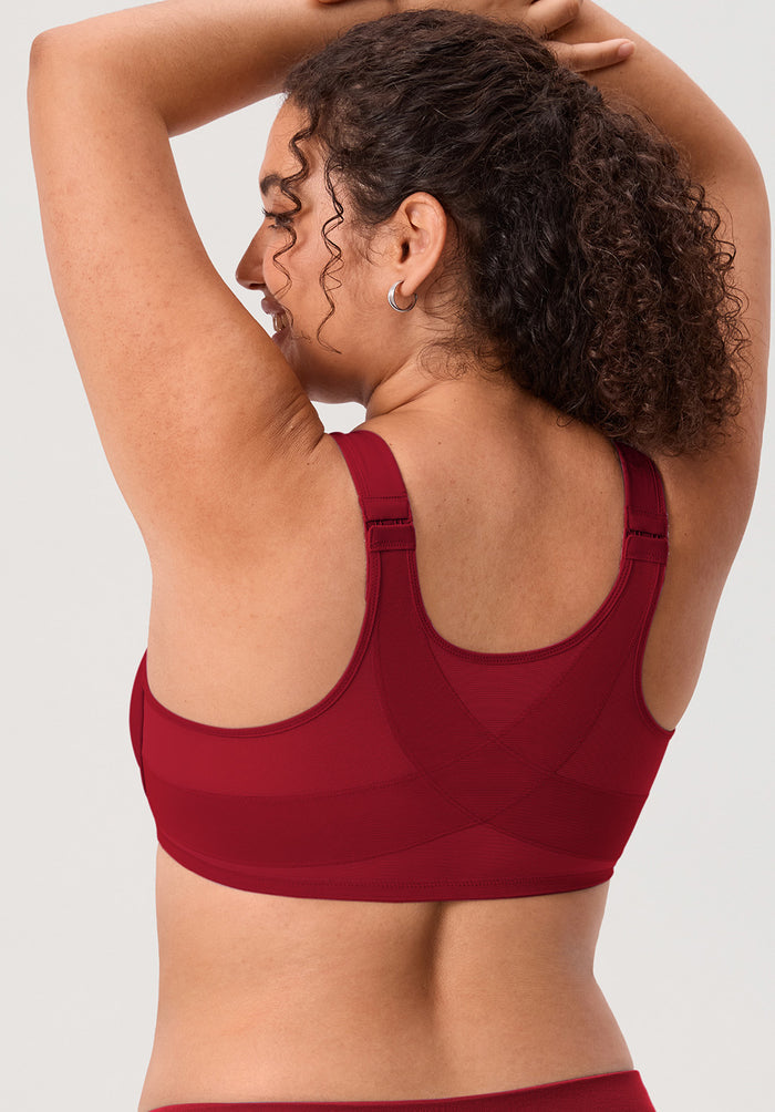 Women's Plunge Back Posture Bra Dark Red