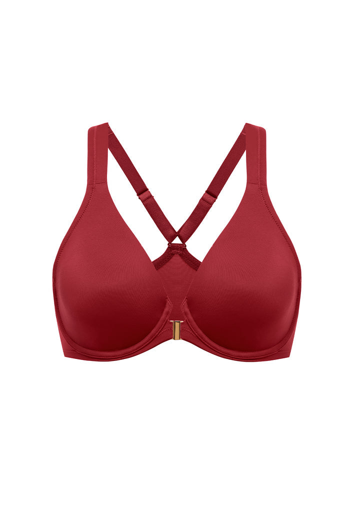 Women's Plunge Racerback Front Closure Bra Red Revelry