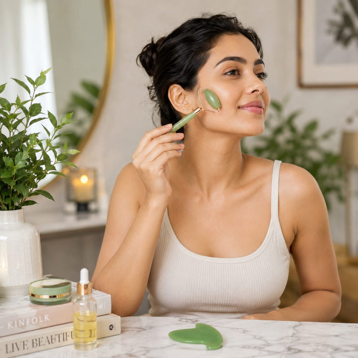 Premium Jade Roller & Gua Sha Set for Face Massage