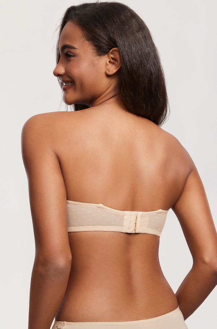 Women's Romantic Lace Strapless Bra Beige