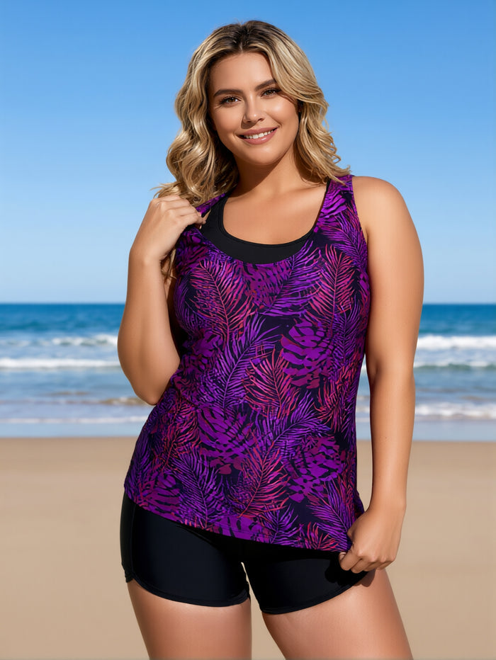 Tankini Swimsuits for Women 2026 Tummy Control Two Piece Bathing Suits with Sporty Pockets Swim Shorts