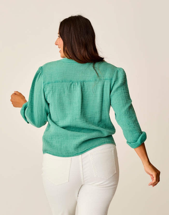 Tatum Double Gauze Shirt: Jade - FINAL SALE