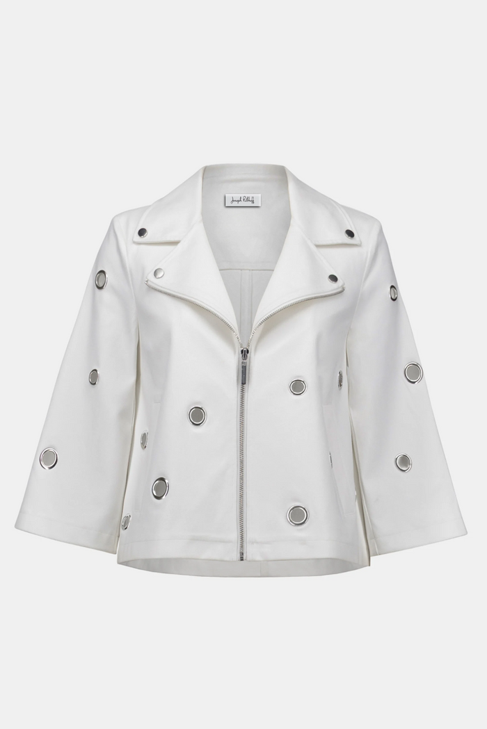 Veste swing en faux daim métallisé avec œillets – Joseph Ribkoff