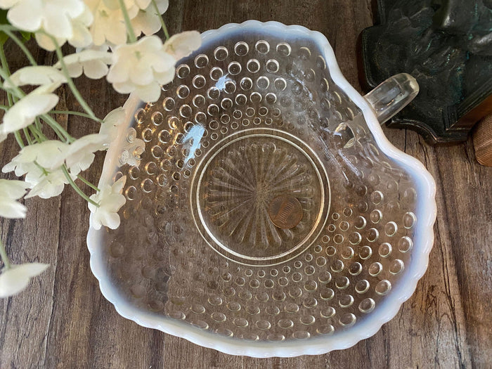Vintage Opalescent Hobnail Candy Dish with Handle at Duckwells
