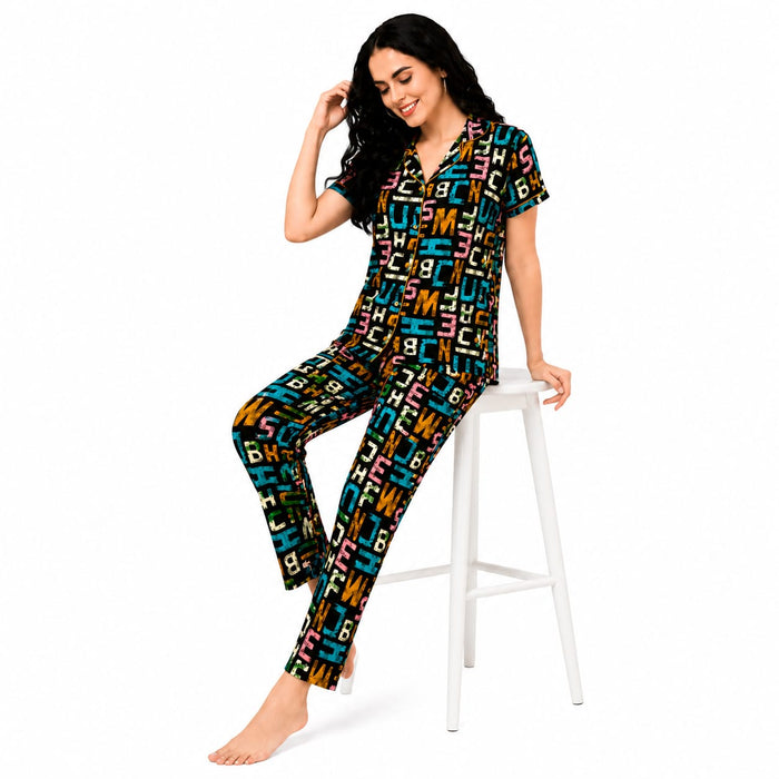 Women's Cotton Printed Night Suit Set
