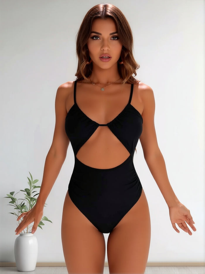Women's Cutout One Piece Swimsuit High Cut Monokini Bathing Suit Hollow Out Swimwear for Beach Vacation Pool Party