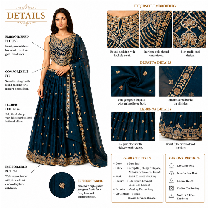 Women's Embroidered 3-Piece Co-Ord Set