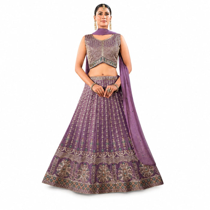 Women's Premium Embroidered Purple Lehenga Choli with Dupatta | Wedding, Bridal & Festive Wear - ANS Billion