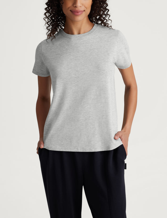 Women's Second Skin Crew Neck Tee::Heather Grey