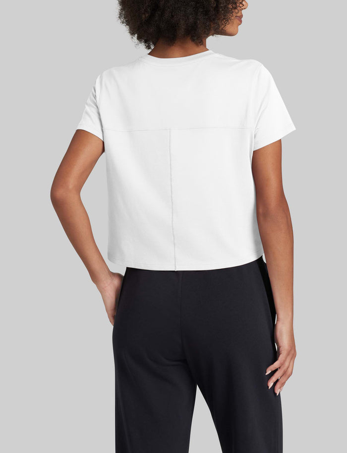 Women's Second Skin Not-Too-Cropped Crew Neck Tee::White