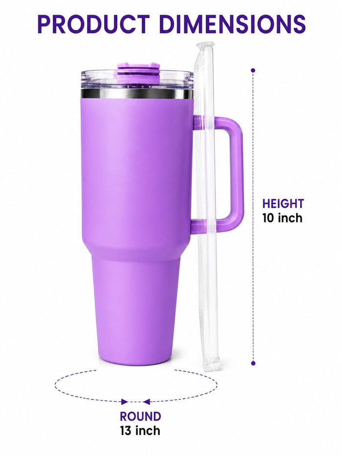 1 ltr Purple Stainless Steel Vacuum Insulated Tumbler, with Straw and Handle .. - ANS Billons
