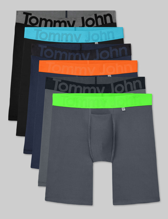 360 Sport Boxer Brief 8" (6-Pack)::Black/Bluefish/Dress Blues/Orange/Turbulence/Green