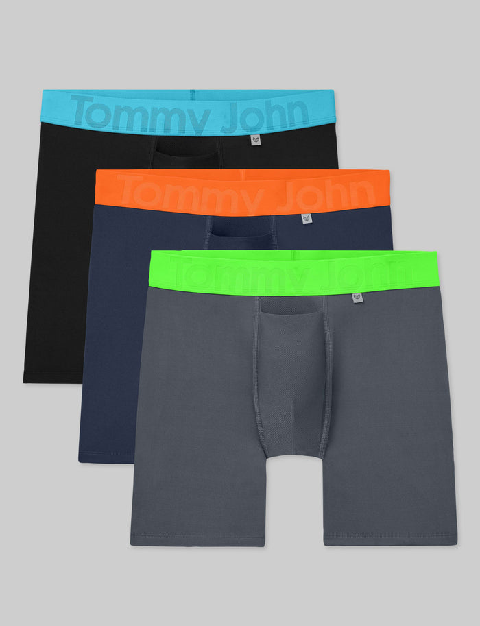 360 Sport Mid-Length Boxer Brief 6" (3-Pack)::Bluefish/Shocking Orange/Green Gecko